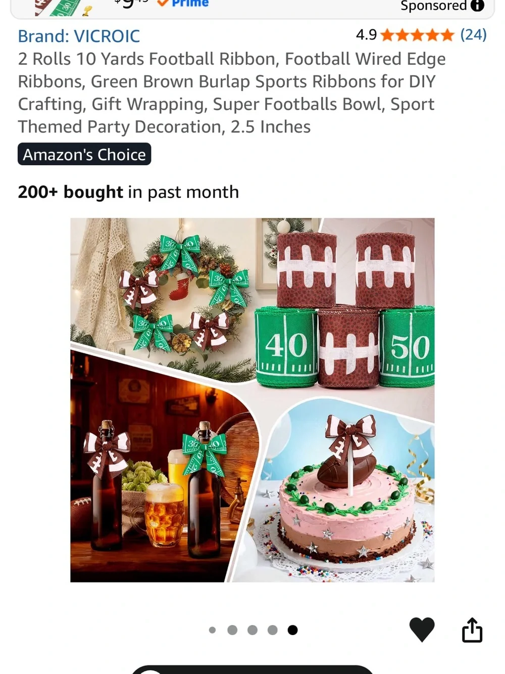 Green Football-Themed Party Ribbon & Garden Flag Set - Home Party Supplies